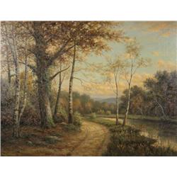 George Fields (American, 19th/20th Century) A Winding Road, Oil on canvas,