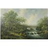 Image 1 : Ray Summer (American, 20th Century) Landscape with Bridge, Oil on canvas,