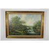 Image 2 : Ray Summer (American, 20th Century) Landscape with Bridge, Oil on canvas,