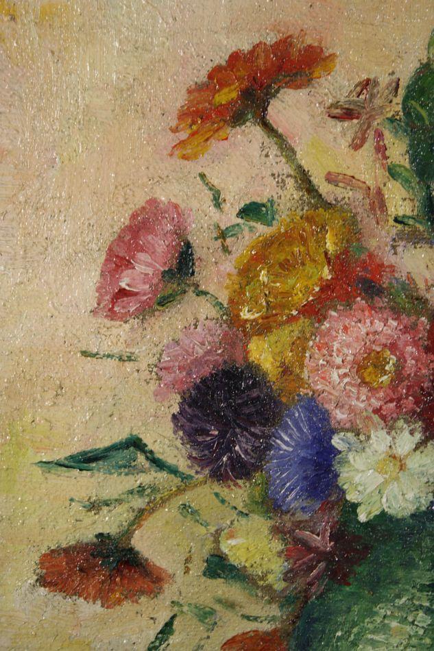 Ripper (20th Century) Still Life Flowers in Vase, Oil on canvas,