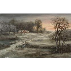 After W. C. Walls, (19th Century) Winter Scene Landscape, Oil on canvas,