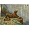 Image 1 : Artist Unknown (20th Century) Lion with Cubs, Oil on canvas,