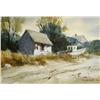 Image 1 : Cathy Welner (Ohio, 20th Century), Beach Scene with Boat and Shack, Watercolor,