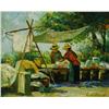 Image 1 : Artist Unknown (20th Century) Vendors Selling in a Landscape, Oil on board,