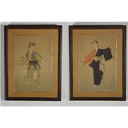 Y. Kanashiro, Okinawan Dancers, Gouache and ink on silk,