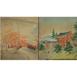 Tomikichiro Tokuriki (Japanese, 1902-1999) Two Woodblock Prints.