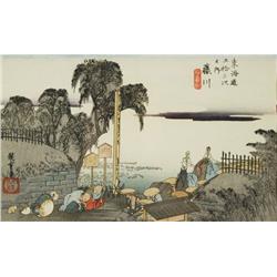 Ando Hiroshige, No. 38 Fujikawa from Tokaido Road Series, Woodblock print.