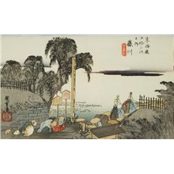 Ando Hiroshige, No. 38 Fujikawa from Tokaido Road Series, Woodblock print.