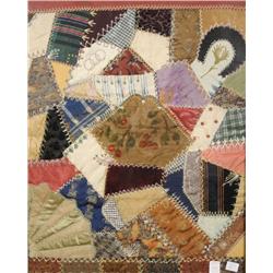 A Framed Victorian Crazy Quilt.