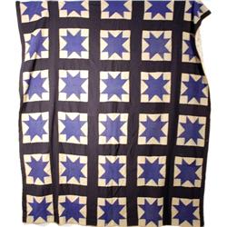 An Appliqué Odd Fellow's Cross Pattern Wool and Cotton Quilt.