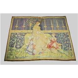 A Flemish 19th Century Tapestry, Depicting a Mother with Children at Play.