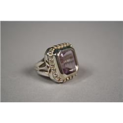 A Ladies Sterling Silver and Amethyst Ring, Approx 5 ct.