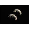 Image 2 : A Pair of 14kt. Yellow and White Gold and Diamond X-Form Earrings,