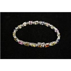 A Ladies 14kt. White Gold Genuine Sapphire 1.16ct. Diamond Bracelet,