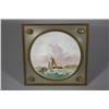 Image 1 : A Continental Painted Porcelain Plate Mounted and Framed in a Metal and Brass Stand.