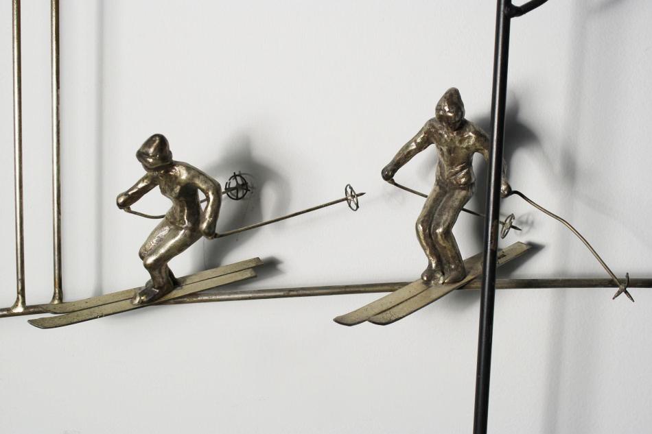 A Curtis Jere Metal Wall Ski Sculpture,