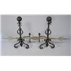 Image 1 : A Large Gothic Revival Wrought Iron Andiron Set.