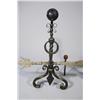 Image 2 : A Large Gothic Revival Wrought Iron Andiron Set.