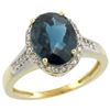 Image 1 : 2.60 CTW London Blue Topaz & Diamond Ring 10K Yellow Gold - REF-47F5N