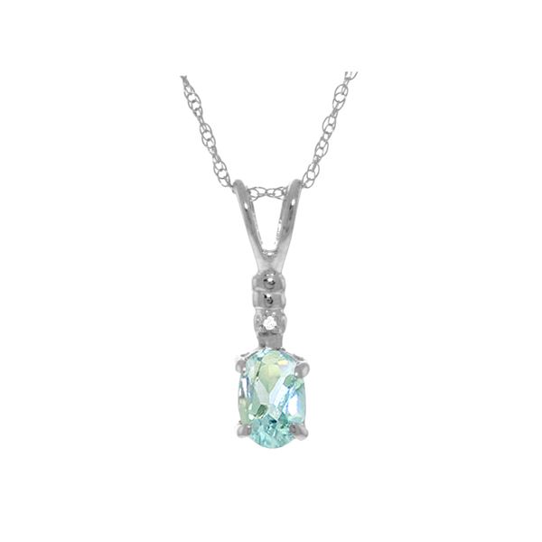 Genuine 0.46 ctw Aquamarine & Diamond Necklace 14KT White Gold - REF-22T7A