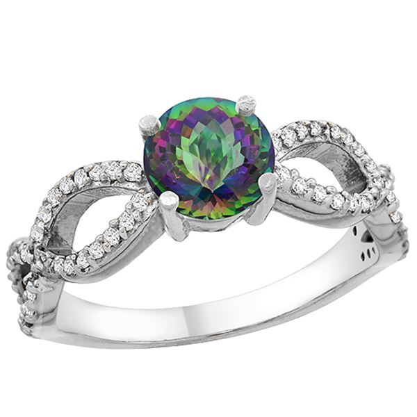 1.25 CTW Mystic Topaz & Diamond Ring 10K White Gold - REF-49K8W