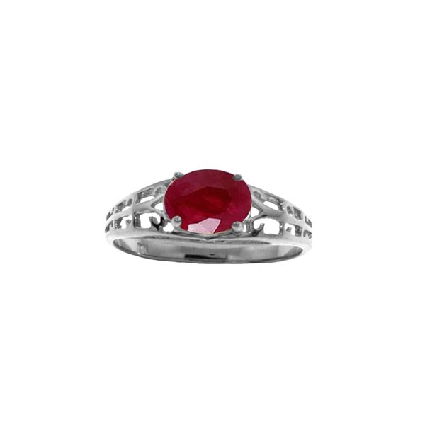 Genuine 1.15 ctw Ruby Ring 14KT White Gold - REF-35F9Z