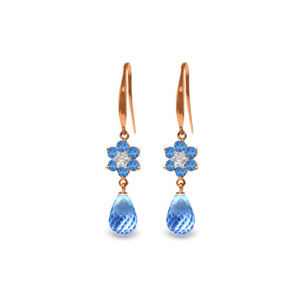 Genuine 5.51 ctw Blue Topaz & Diamond Earrings 14KT Rose Gold - REF-47V4W