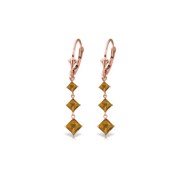 Genuine 4.79 ctw Citrine Earrings 14KT Rose Gold - REF-50Z2N