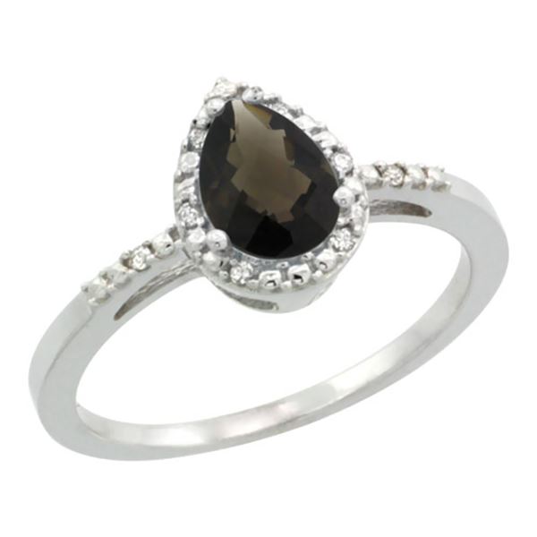 1.55 CTW Quartz & Diamond Ring 10K White Gold - REF-20H7M