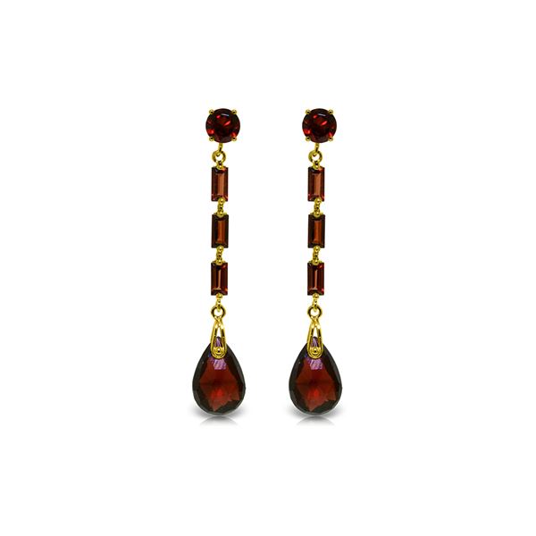 Genuine 8.6 ctw Garnet Earrings 14KT Yellow Gold - REF-43K3V
