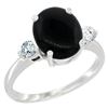 Image 1 : 1.75 CTW Onyx & Diamond Ring 14K White Gold - REF-66Y8V