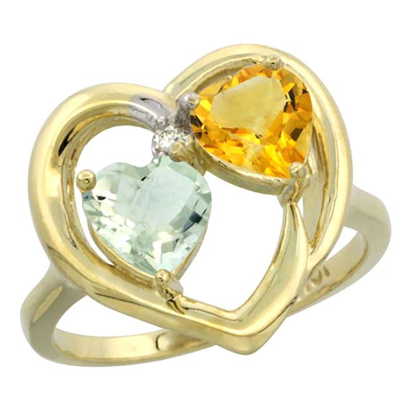 2.61 CTW Diamond, Amethyst & Citrine Ring 10K Yellow Gold - REF-23N7Y