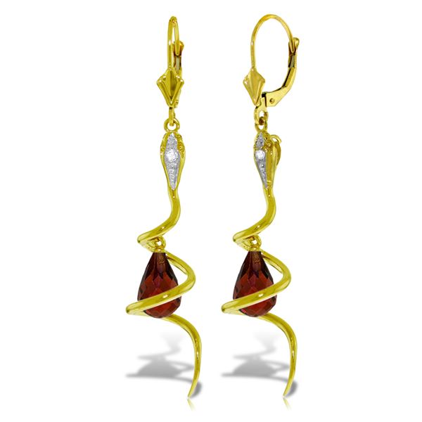 Genuine 4.56 ctw Garnet & Diamond Earrings 14KT Yellow Gold - REF-91K4V