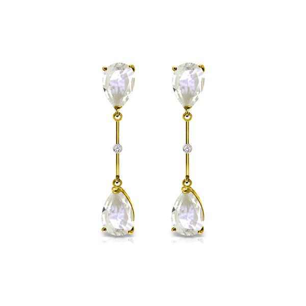 Genuine 6.01 ctw White Topaz & Diamond Earrings 14KT Yellow Gold - REF-42Z4N