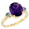 Image 1 : 2.64 CTW Amethyst & Green Sapphire Ring 10K Yellow Gold - REF-24M5K