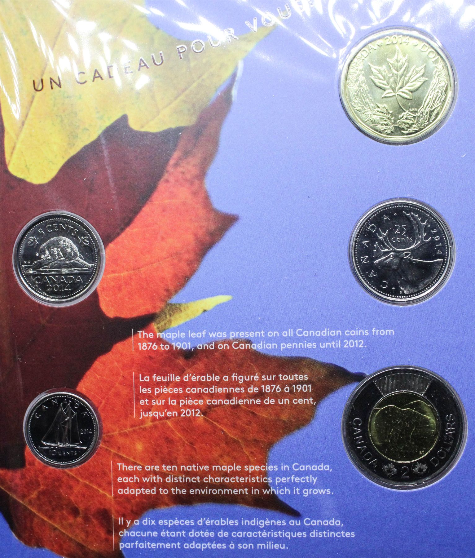 2014 O CANADA 5 COIN SET, MAPLE LEAF LOON $1