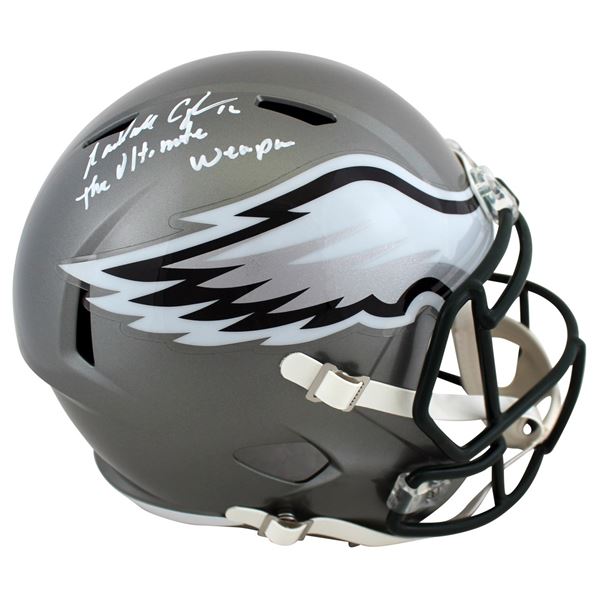 RANDALL CUNNINGHAM SIGNED AND INSCRIBED EAGLES FULL SIZE SPEED HELMET (JSA COA)