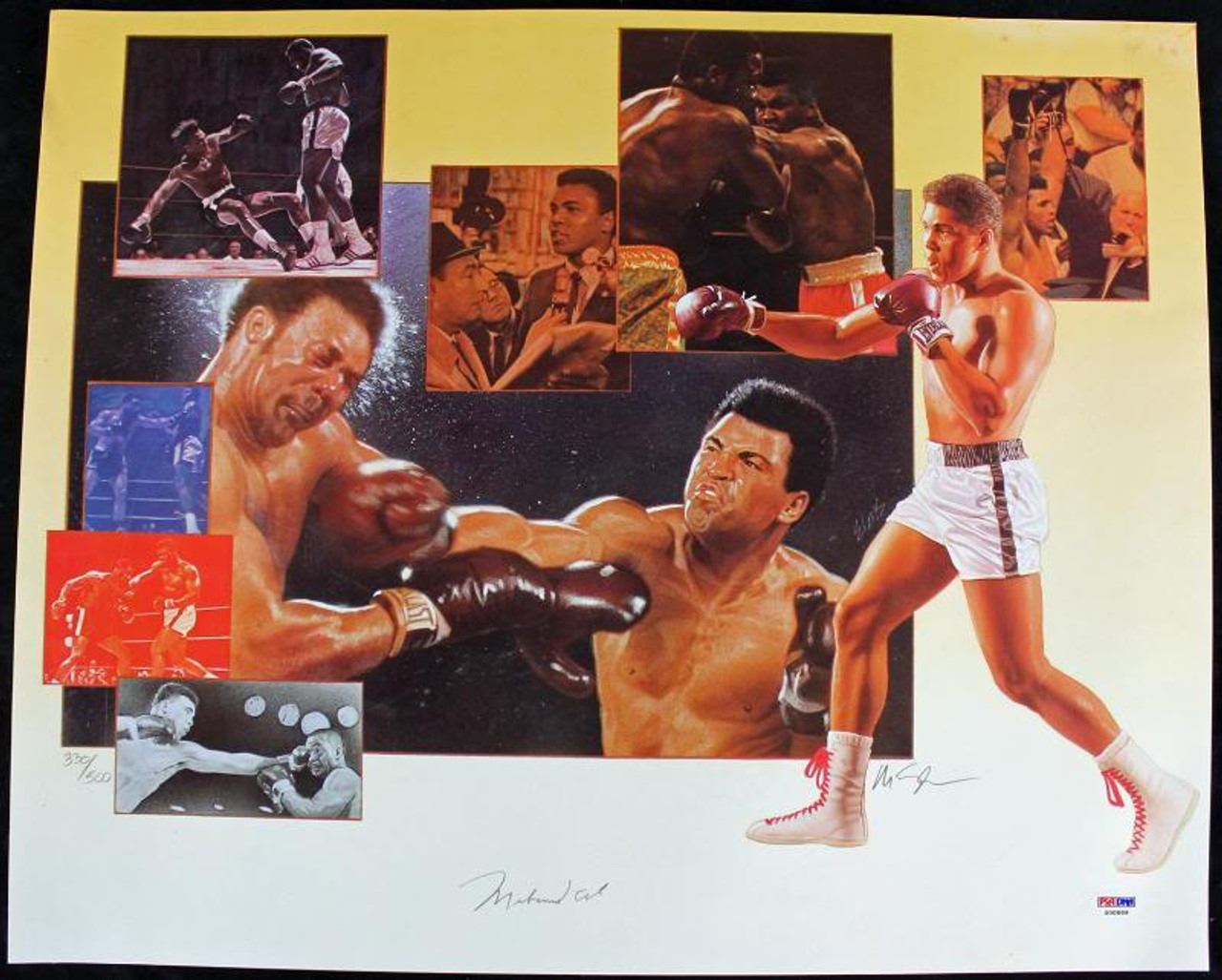 Ali Collage MUHAMMAD ALI SIGNED 20 X 24 COLLAGE PSA COA(UNFRAMED)