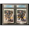 Image 1 : 2 X 1990 UPPER DECK #24 ALEXANDER MOGILNY ROOKIE CARDS GCG GRADED 10 AND 9.5