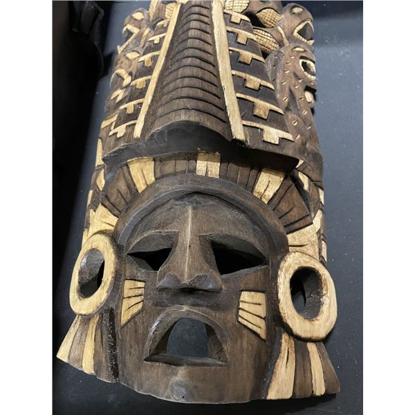 Aztec Culture Wooden Mask Wall Hanging