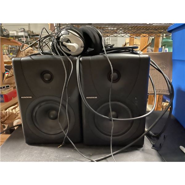 Two Macki Speakers and Headphones