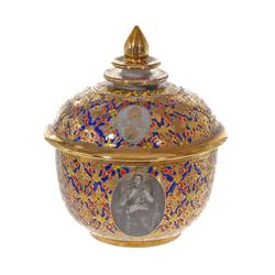 Benjarong Heavy Gilded Bowl Lid  Rama V (ANT-413)