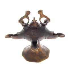 Tibet Antique Five Flame Bronze Oil Lamp (ANT-436)