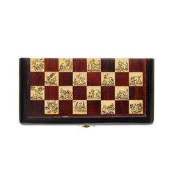 Rosewood & Bone Chess Set in Wood Storage Box   (CLB-356)