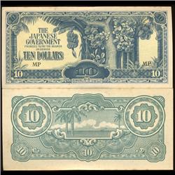 1942 Malaysia $10 Japanese Occupation Crisp Unc Note (COI-3806)