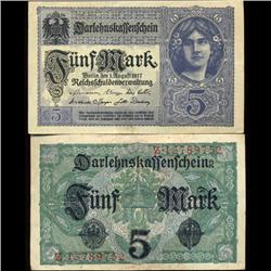 1917 Germany 5 Mark Note Hi Grade Rare (COI-3945)