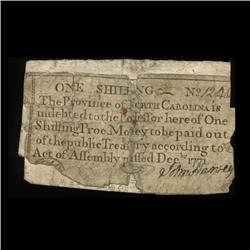 1771 RARE North Carolina 1 Shilling Colonial Note (COI-4122)