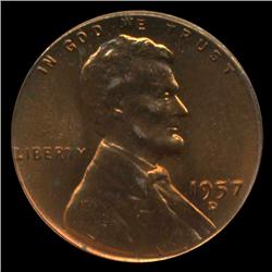 1957D Lincoln Cent GEM Graded MS67 RED (COI-4239)