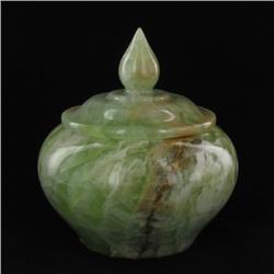 Rare Green Jade Vase with Lid (DEC-115)