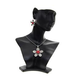 Red Coral & Sterling Necklace Earrings (JEW-190)